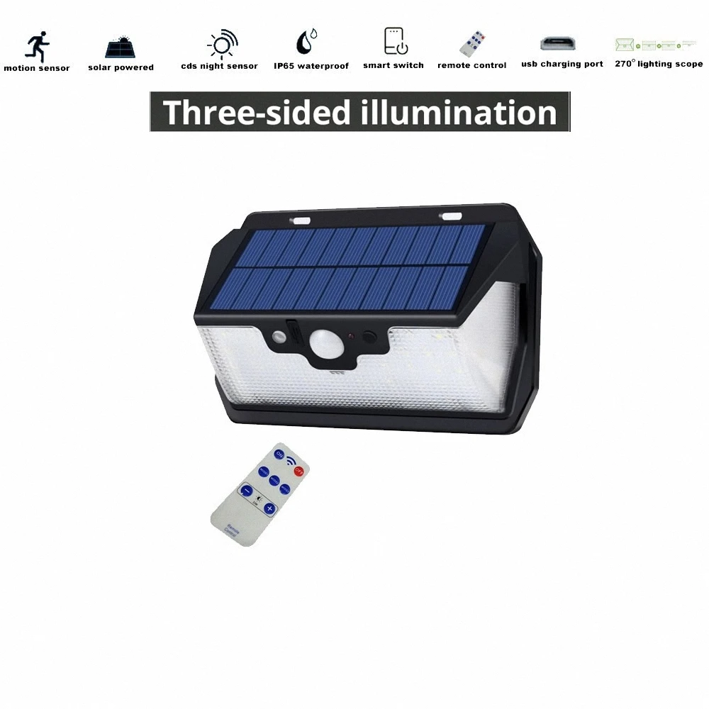 55 leds Solar light remote control radar 3 side lighting usb port NEW led lamp Outdoor Garden Yard door lawn home street w | Освещение
