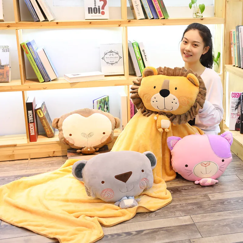 

Bear Plush Toy Soft Stuffed Cute Animal Bear With Blanket Lovely Pillow For Kids Appease Toy Baby Sleeping Room Decoration