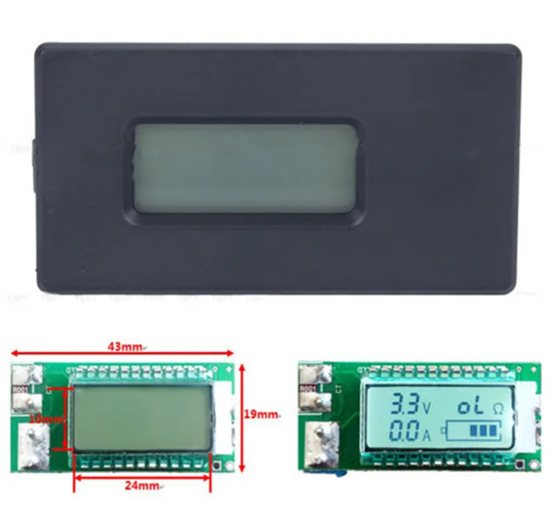 

18650 26650 Lithium Battery Capacity Indicator Voltmeter Voltage Current LCD Digital Tester Detector 2.8-30V 0-10A With Case