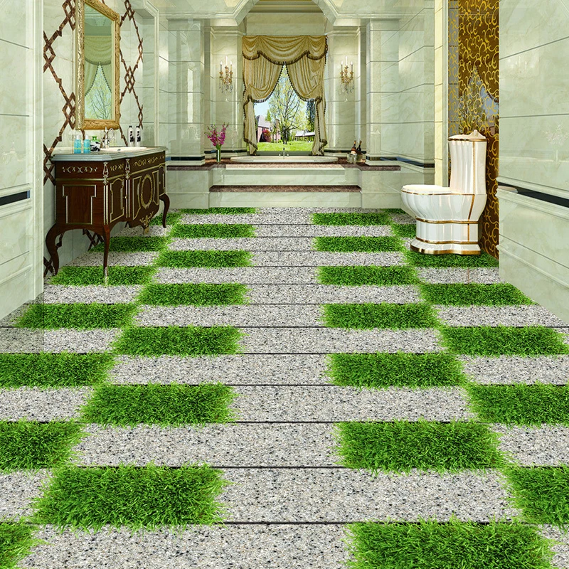 Custom Photo Wall Paper 3d Bluestone Path Floor Tiles Murals