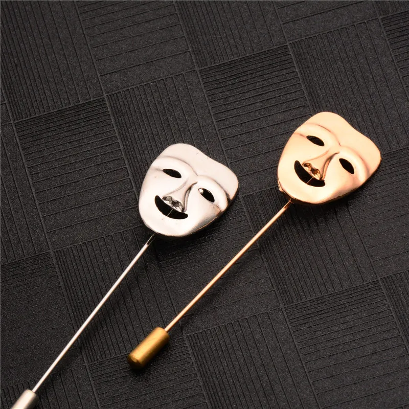 

H:HYDE 2017 New Fashion Vintage Mens Clothes Jewelry 3D Happy Mask Brooches Men's Suits Accessories Lapel Pin Brooches