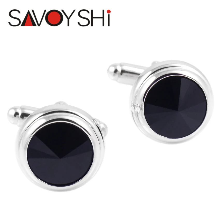 SAVOYSHI Роскошные хрустальные запонки для мужских рубашек высокого качества черные