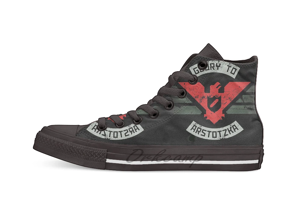 

Glory to Arstotzka Design breathable Casual High Top lace-up Canvas shoes sneakers For Drop shipping