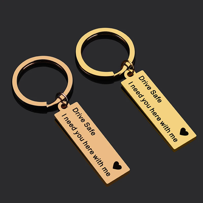 Custom Keyring Gifts Engraved Drive Safe I Need You Here With Me Gold &ampRose Color Stainless Steel Keychain Couples Jewelry | Украшения и