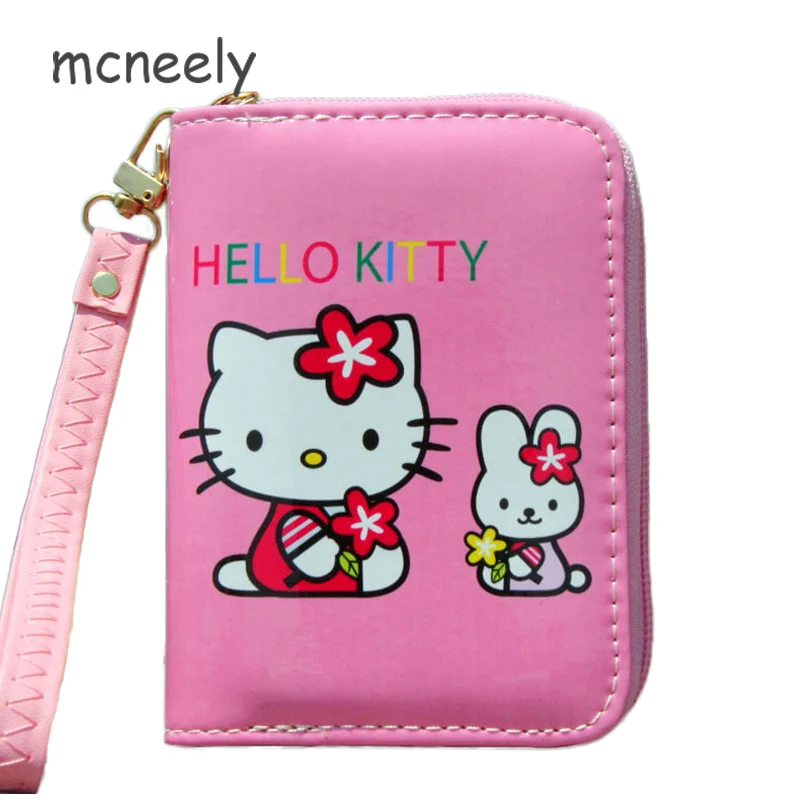 

Lovely Girls Zipper Short Wallets Money Purses Lady PU Leather Bags Students Girls Kitty Coin Purse Card Holder New Hot Sale