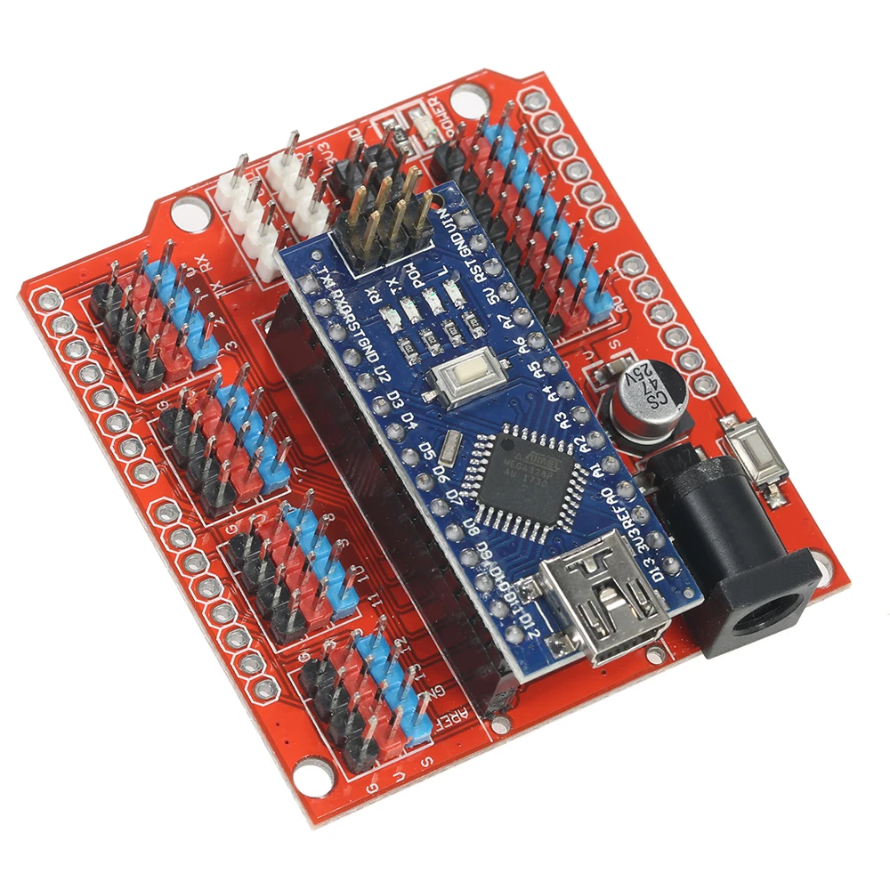 Nano i/o расширения Сенсор щит красный модуль + UNO R3 Nano V3.0 ATmega328P доска для Arduino