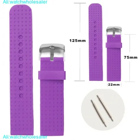 22mm New Purple Color Silicone Jelly Rubber Ladies Watch Band Straps WB1074I22JB