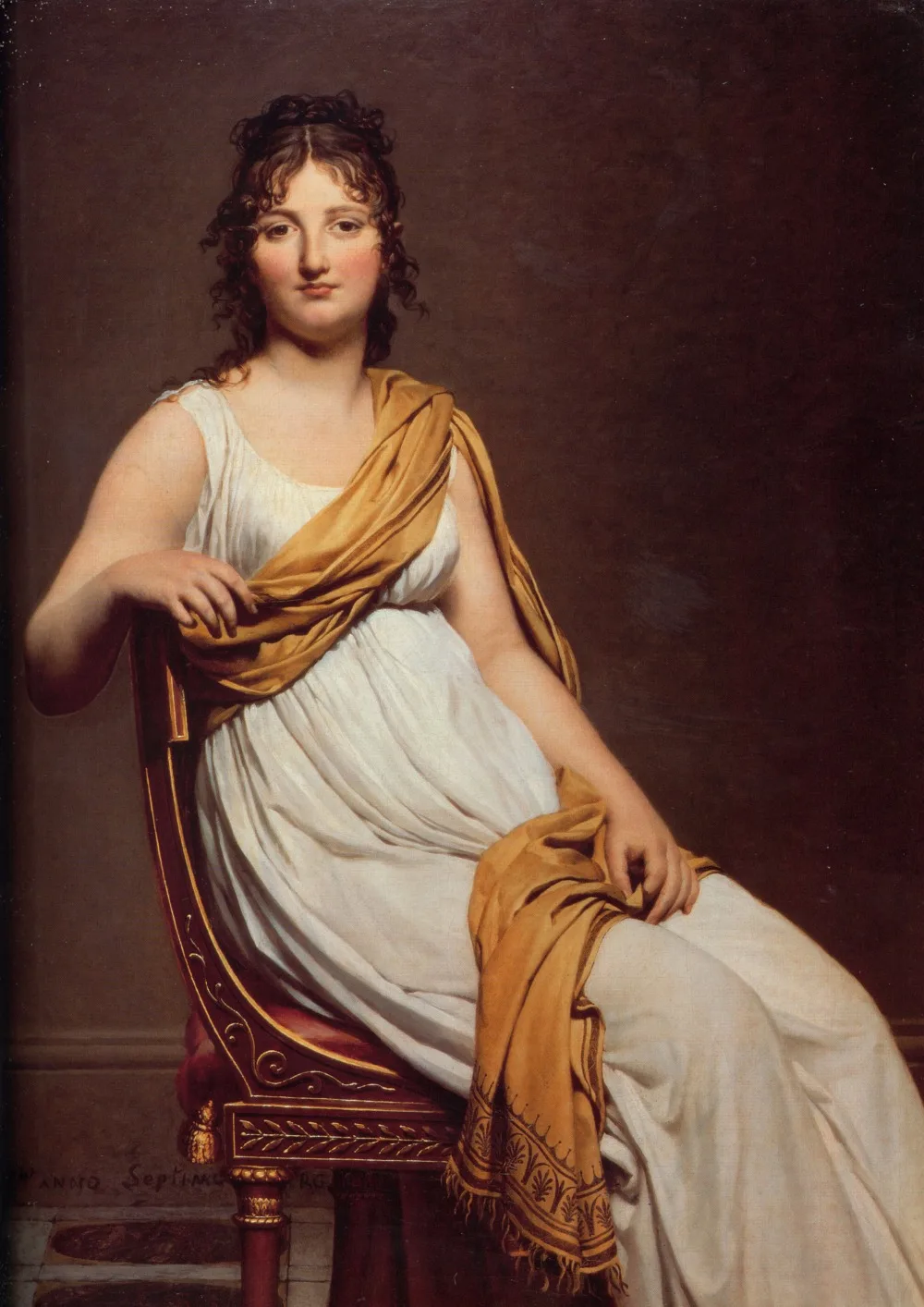 

Oil Painting Reproduction on Linen Canvas,portrait-of-madame-charles-pierre-pecoul-nee-potain-mother-in-l By Jacques-Louis David