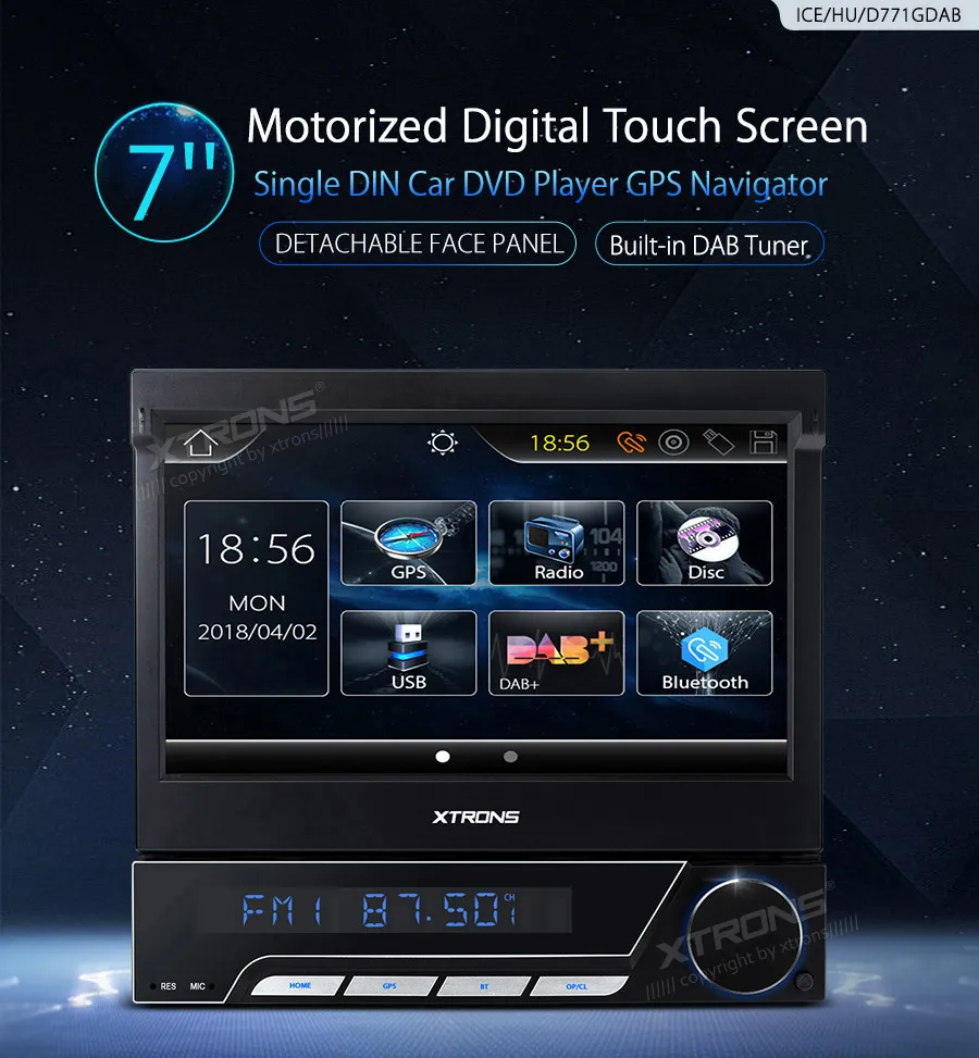 Cheap 7" Universal 1 Din Car DVD Player Digital Motorized Detachable Face Panel Auto Radio GPS Navigation DAB+ Autoradio Stereo 0