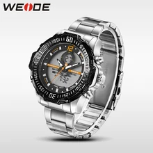 Weide luxury brand quartz sport relogio digital masculino watch stainless steel analog men automatic alarm clock water resistant weide stainless steel band luxury watch men sport back light analog digital quartz double movement auto date alarm stopwatch