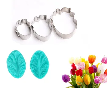 

5pcs Set of Tulip Flower Cutter Cake Decration Fondant Cake Cutters Mold Sugarcraft Icing Decorating Flower Modelling Tools