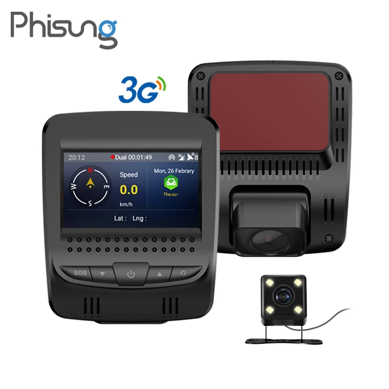 

Phisung T9 3G Dual lens FHD 1080P dash cam GPS track log Remote Live View Two Way Talk car dvr Black box Video Recorder 2.45"TFT