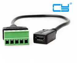 USB 2,0 micro 5Pin Женский до 5 Pin/Way Женский болт винтовой щит клеммы вставной Тип Кабель-адаптер 0,3 м