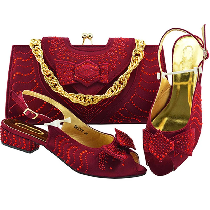New Arrival Wedding Clutch Bag Match African Shoes and Bag Matching Set