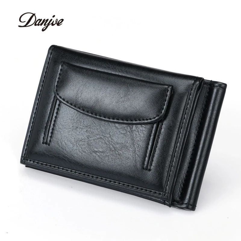 

DANJUE Leather Men Money Clip Capacity Clutch Bag Large Fashion Men Card Package Credit Card Bag Rfid Blocking Small Wallet Male