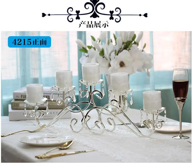 Europe crystal candelabra centerpieces lanterns wedding candlestick decoration metal candle holders for home table decora ZT145B