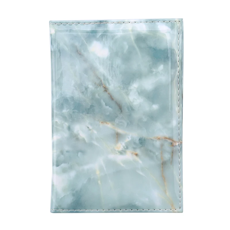 White Marble Novel Portable PU Leather Women Travel Passport Holder Embossing Passport Cover Credit Card ID Bag - Цвет: Aqua blue