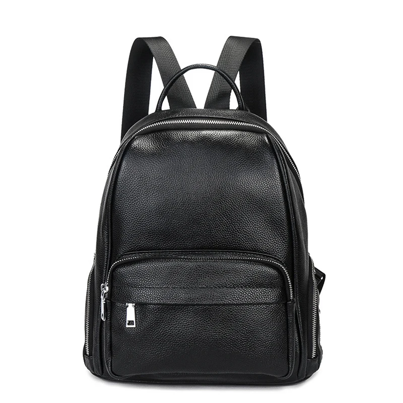 

2018 Korean Style Genuine Cow Leather Backpack Women Leisure Bag Large Capacity Laptop School Bag Simple Design Casual Daypacks
