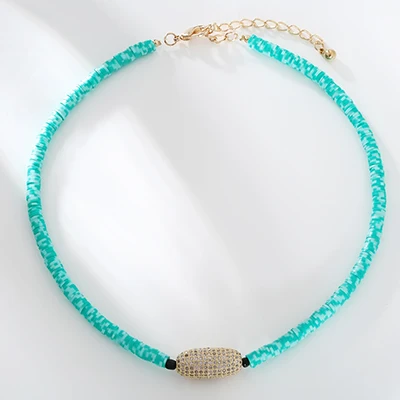 Bojiu, женское колье, ожерелье, цветное, для молодых, энергичное, короткая цепочка, ожерелье для девушек, циркониевое ожерелье с кулоном, s NKS037 - Окраска металла: 5-Aqua2
