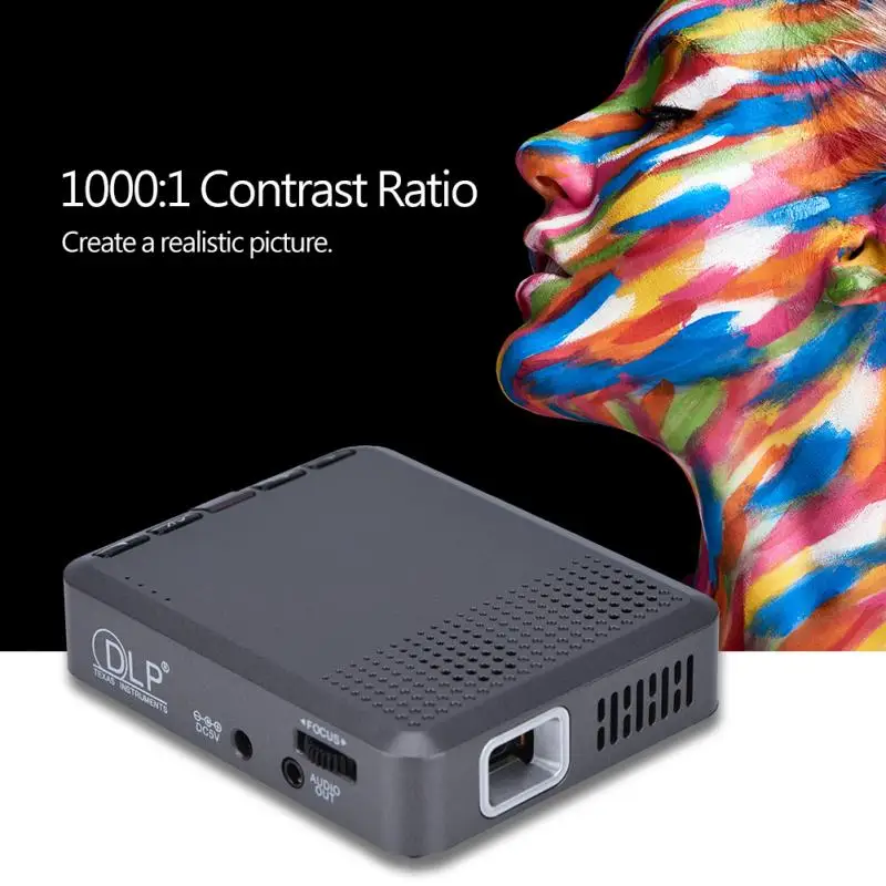 32G WiFi LED DLP Micro Projector 1000:1 Contrast Ratio Home Theater Effect Bluetooth Video Projector with Remote Controller 32G WiFi LED DLP Micro Projector 1000:1 Contrast Ratio Home Theater Effect Bluetooth Video Projector with Remote Controller