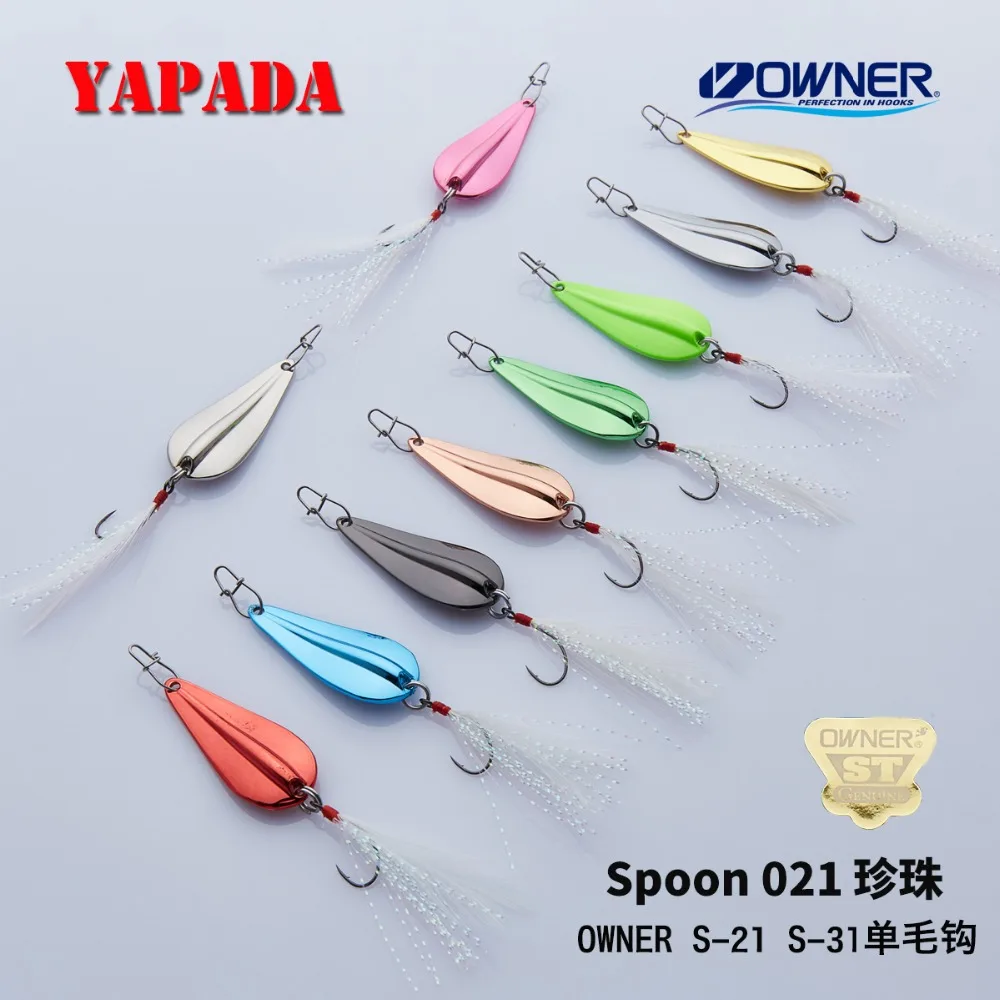 YAPADA Spoon021 жемчуг 2,5 г-3,5 г перо владелец один крючок 28-32 мм многоцветный металлическая ложка цинковый сплав рыболовные приманки