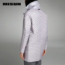 Misun2016 thin down coat medium-long down female patchwork color block thermal jackt new arrival