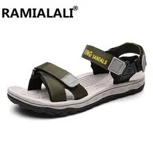 Ramialali/мужские сандалии; летние мужские шлепанцы с перфорацией; Мужская обувь; Модные дышащие пляжные вьетнамки с подсветкой; сандалии на плоской подошве