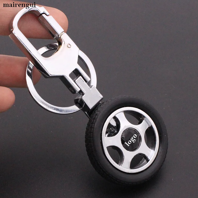 

Rotary Wheel Car Emblem Logo Keychain for Bmw Toyota Audi Mercedes benz Key Chain Ring Men Waist Pendant Auto Hub Key Cover Hook