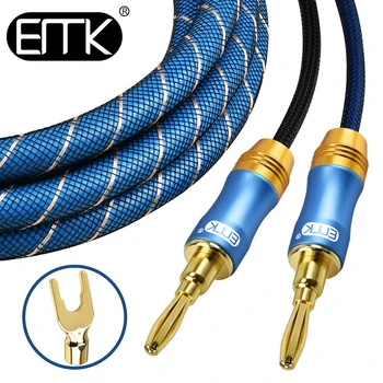 EMK Braided Speaker Cable with 4mm Plugs Gold Plated Musical Wire Pin Banana Plug Connectors 20pcs 2mm pin speaker banana plugs gold plated wire cable connector for audio hifi musical speaker adapter kit