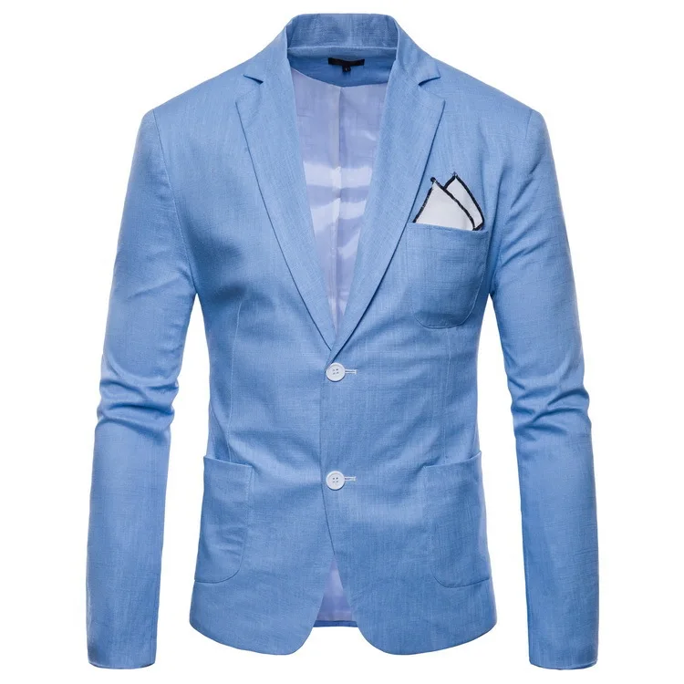 Cotton linen men's casual suit jacket amazon two-button European size men's 9-color blazers dropshipping dance wedding top coat