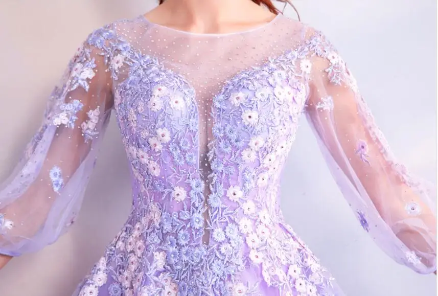 Flower fairy illusion evening dress long embroidery full sleeves Prom gown Junior girls birthday party dress vestido de festa Flower fairy illusion evening dress long embroidery full sleeves Prom gown Junior girls birthday party dress vestido de festa