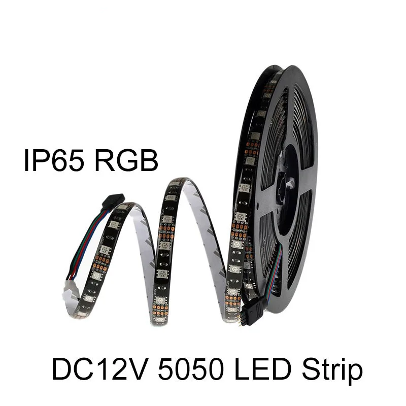DC12V Светодиодные ленты 5050 RGB ЧЕРНЫЙ печатной платы 60 светодиодов/м 5 м IP20 IP65