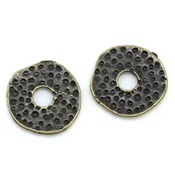

DoreenBeads Zinc Based Alloy Hammered Spacer Beads Round Antique Bronze Dot Carved About 11.5mm x 11mm, Hole:Approx 2.8mm, 20PCs