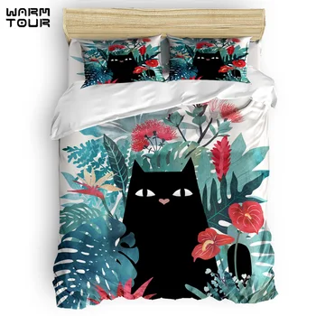 

WARMTOUR Duvet Cover Black Cat Popoki Duvet Cover Set 4 Piece Bedding Set For Beds DHL Shipping Method