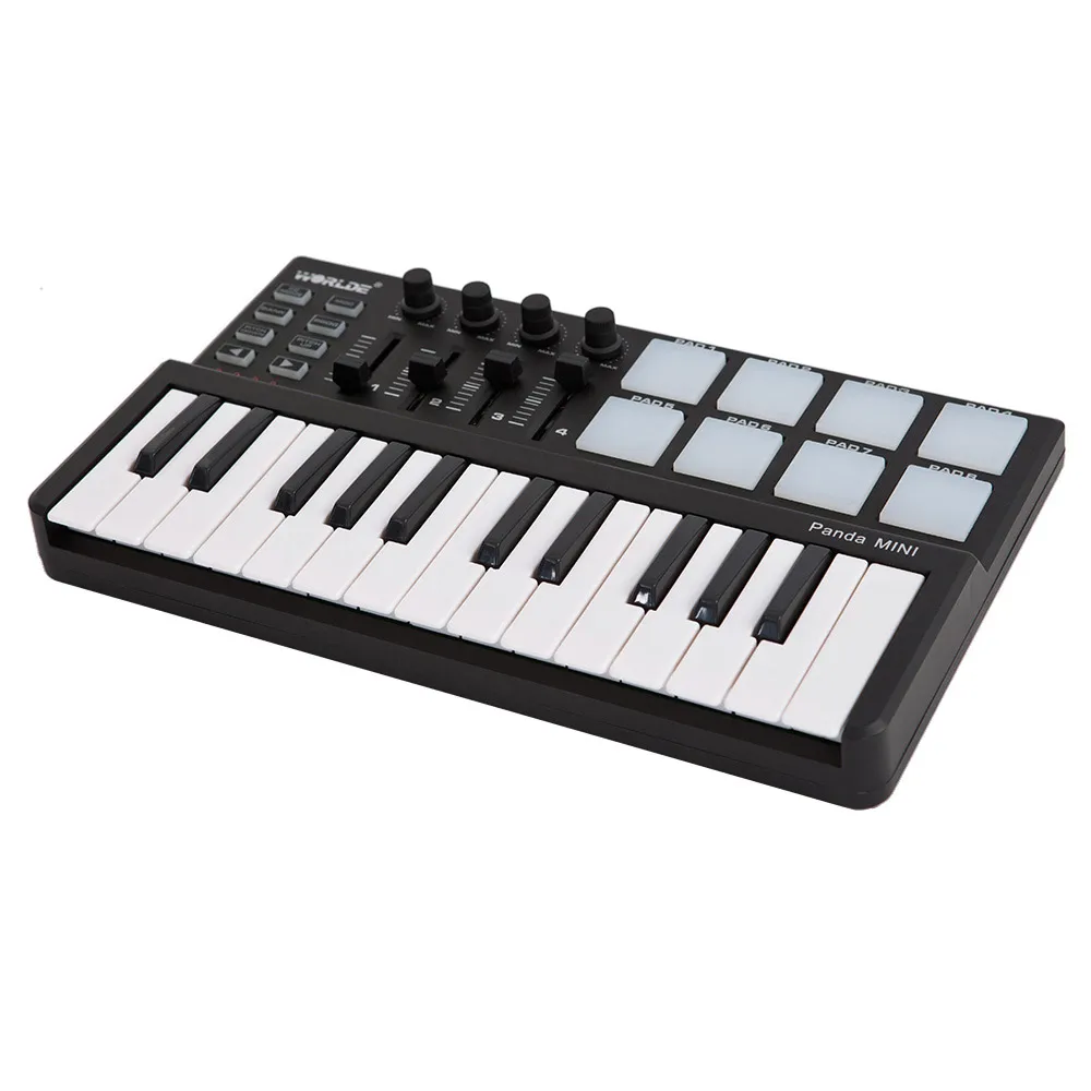 Портативный MIDI-контроллер Worlde Panda 25-клавишная USB-клавиатура и барабанная