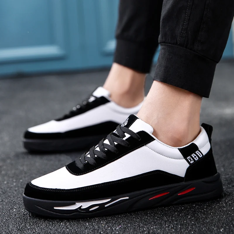 Yomior New Spring Lace Up Mens Black White Leather Shoes Breathable Casual Fashion Flats Sneakers Male Loafers huismerk kopen in de aanbieding Yomior New Spring Lace Up Mens Black White Leather Shoes Breathable Casual Fashion Flats Sneakers Male Loafers huismerk kopen in de aanbieding