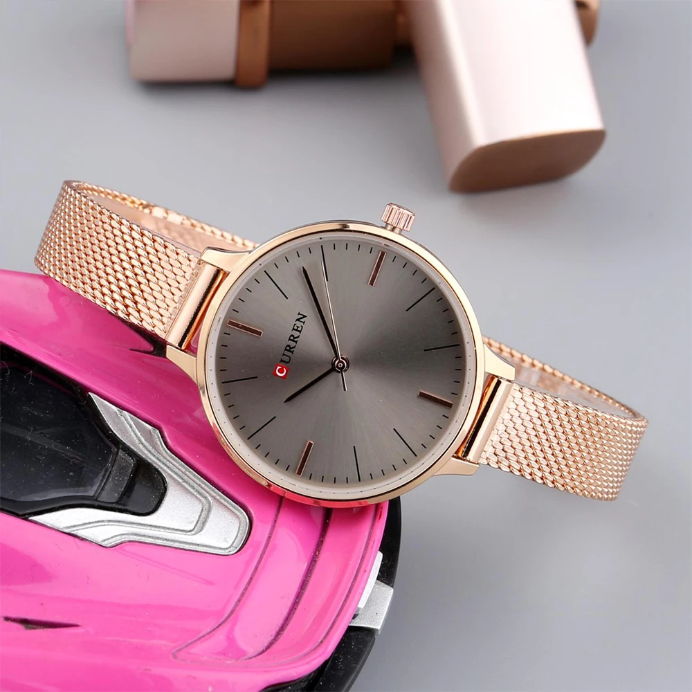 hot fashion quartz watch for women casual ladies watch free shipping waterproof elegant golden steel mesh band (22)