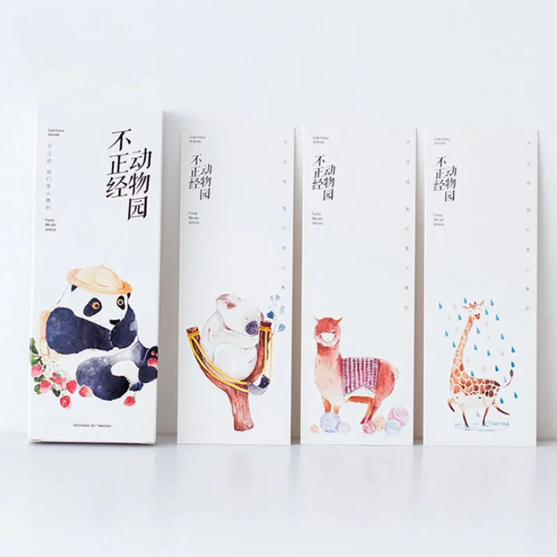

30 pcs/box "zoo" Cute animal panda, rabbit paper bookmarks kawaii children stationery school supplie papelaria kids gifts
