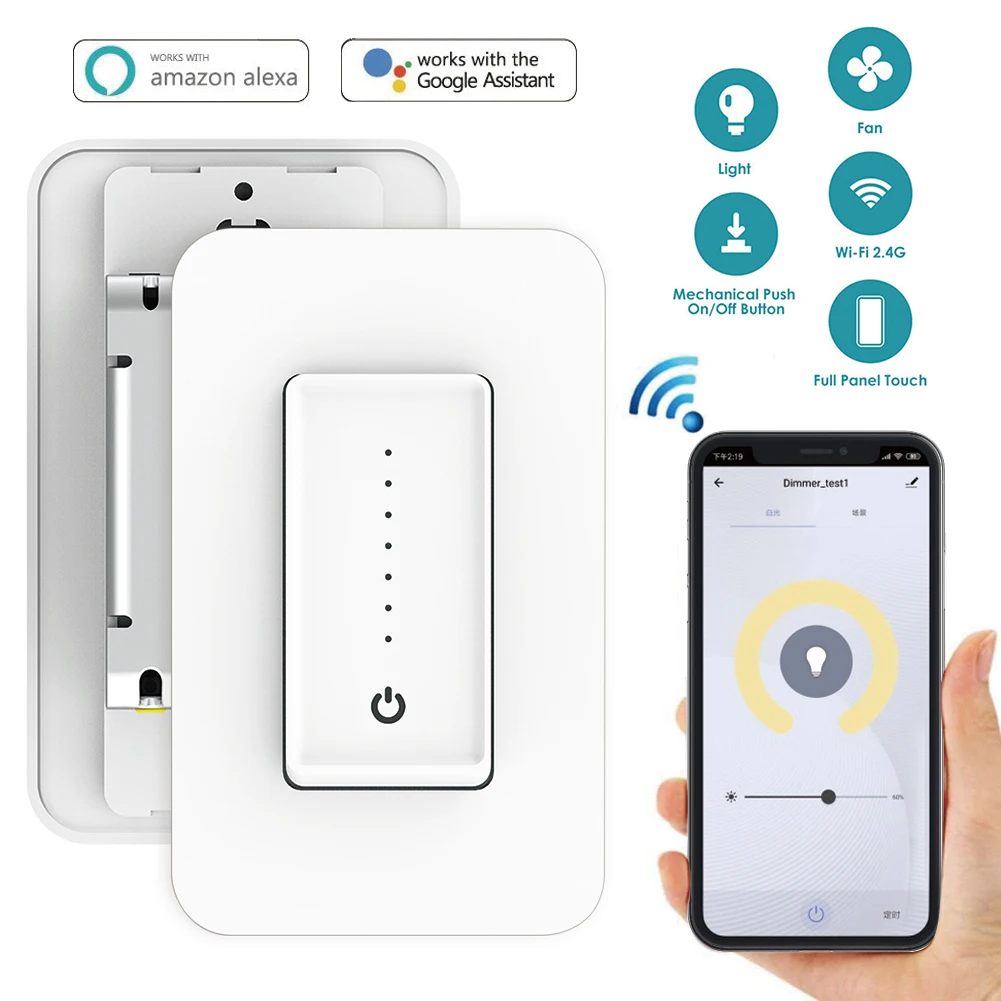 Новое поступление умный Wifi светодиодный светильник Диммер переключатель стандарт США 110-220 В настенный сенсорный контроль скорости вентилятора работа с Alexa Google Home