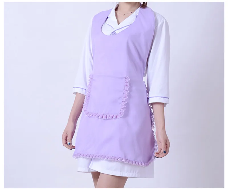 New Korean Women Apron Kitchen Cooking Work Apron Cotton Cafe Cleaning Restaurant Shoulder straps Aprons Bibs With Pockets14