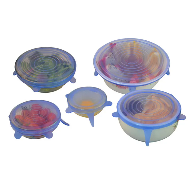 

6Pcs/set Stretchable Lids Cover Food Silicone Kitchen Picnic Outdoor Easy to Use Reusable Multi-Purpose Convenient