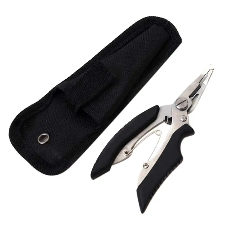 

Stainless Steel Curved Multi-Function Fishing Plier Rubber Handles Tools for Cutting leaders Tightening Knots Removing Hooks P40