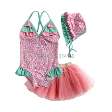 Vivobiniya для маленьких девочек слитные купальники UPF50+ Леопардовый купальник детский купальный костюм из 3 шт./компл. юбка-пачка