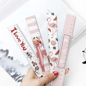 

1pc Cartoon Animal Pink Panther Flamingo 18cm Straight Ruler Lovely Magnetic Bookmark Ruler Painting Learning School Stationery