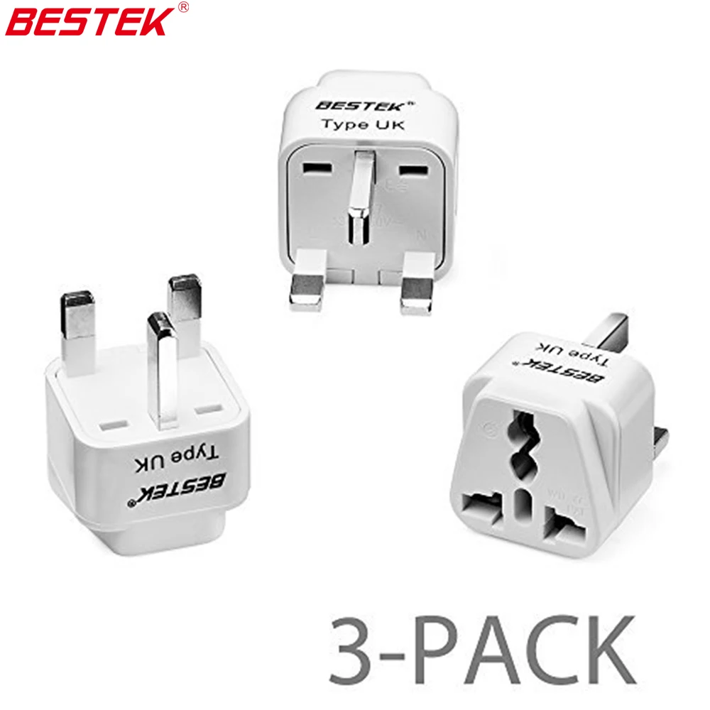 BESTEK 3 Pack Grounded Universal Plug Adapter Travel Adapter For UK