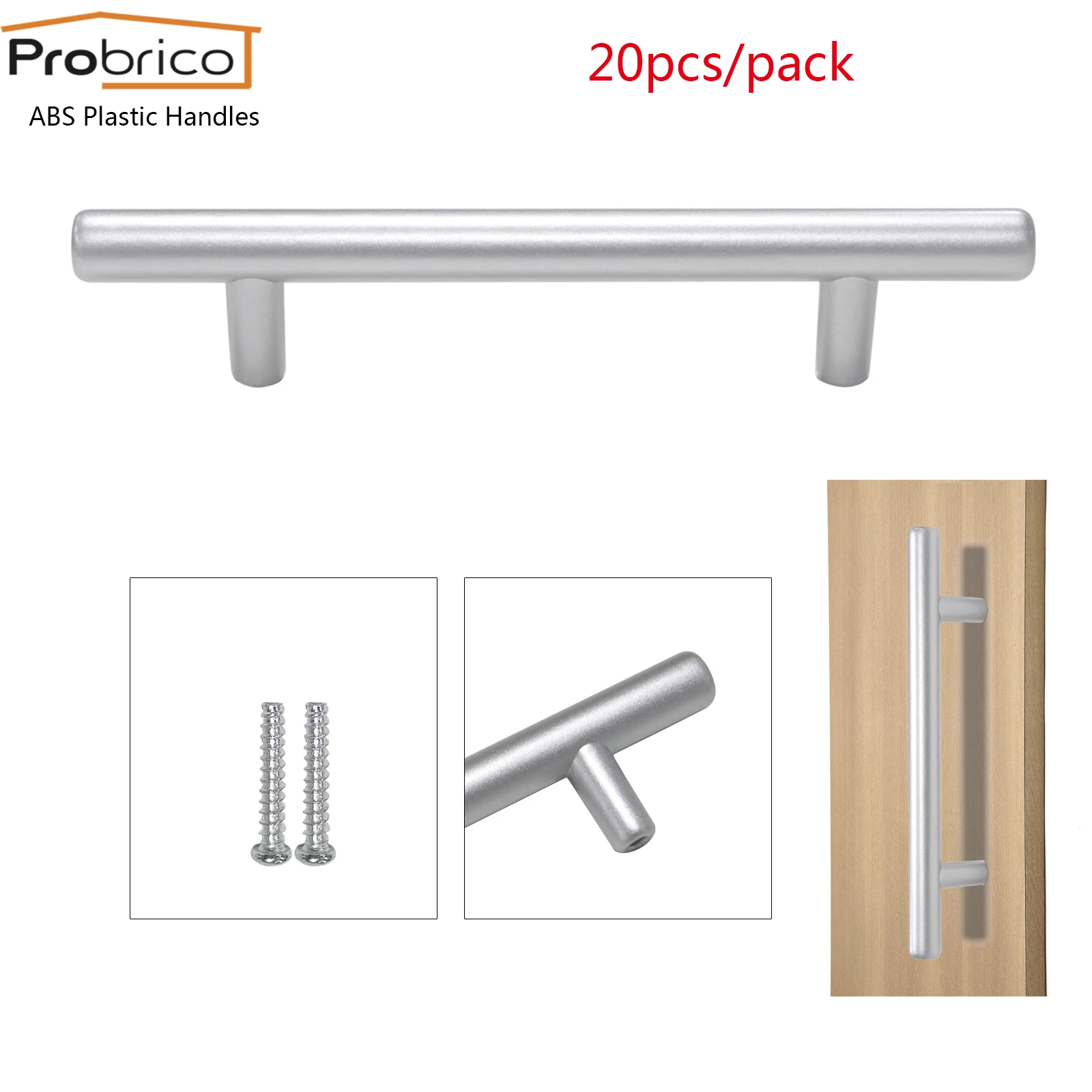 Probrico 20 قطع حفرة الفضاء 96 ملليمتر/128 ملليمتر البلاستيك المطبخ مجلس الوزراء مقبض الشظية الأثاث درج مقبض دولاب سحب PDP006AG96/128
