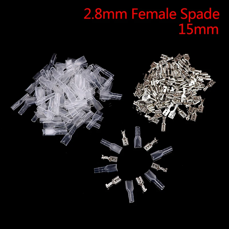 

Female Spade Connector 2.8 mm Crimp Terminal with Insulating Sleeves For Terminals 100pcs