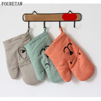 

FOURETAW 1 Piece Cute Fashion Cartoon Animal Bear Kitchen Cooking microwave baking BBQ oven potholders oven mitts kitchen gloves