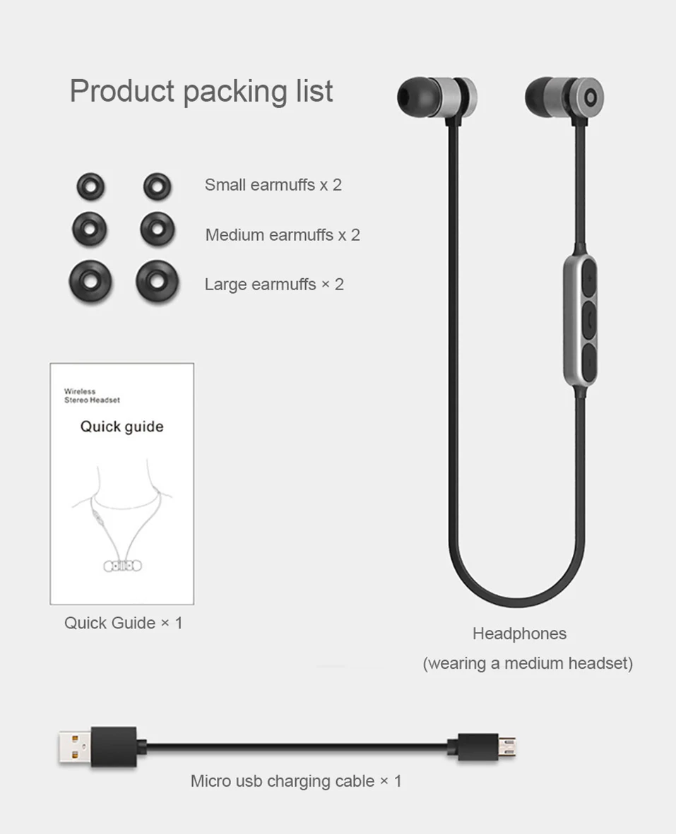Icoque Magnet Hifi Earphone Bluetooth Wireless Headphones with Mic for Phone Xiami Samsung iPhone In-ear Stereo Earbuds Earphone (6)