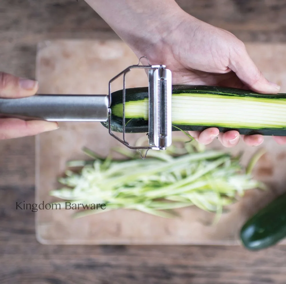 Ультра Острый Нержавеющая сталь двойной Julienne& Овощечистка с чистящей щеткой Бар инструменты аксессуары